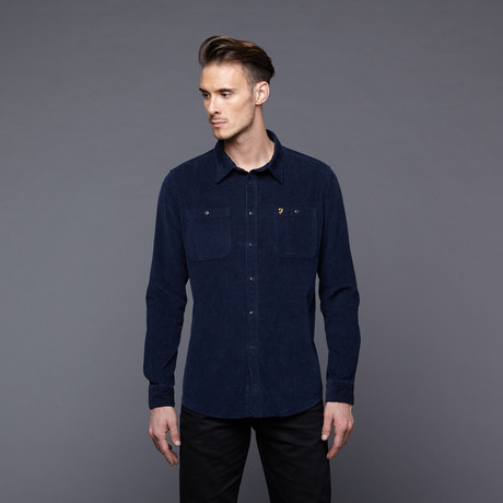 The Garrett Corduroy Button Up // Midnight (S)