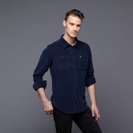 The Garrett Corduroy Button Up // Midnight (M)