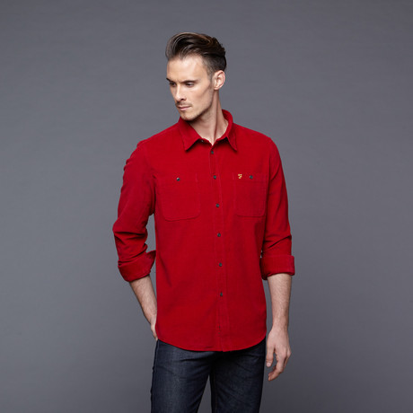 The Garrett Corduroy Button Up // Red Chili (S)