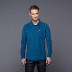 The Garrett Corduroy Button Up // Aquamarine (L)