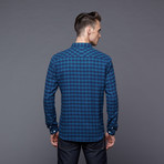 The Fen Check Button Up // Aquamarine (L)