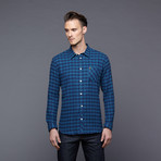 The Fen Check Button Up // Aquamarine (L)