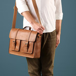 Woodbridge Vintage Leather Laptop Satchel // Butterscotch
