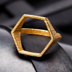 Hexagon Ring // Gold Steel (Size 4)