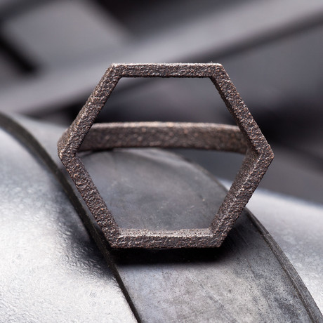 Hexagon Ring // Black Steel (Size 4)