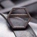 Hexagon Ring // Black Steel (Size 4)