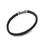 Braided Leather Bracelet // Black + Silver