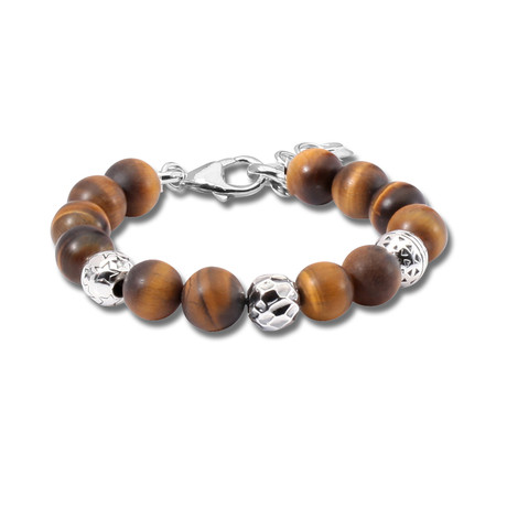 Bead Bracelet // Sterling Silver + Tiger Eye