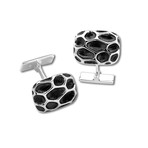 Sterling Silver + Oxidize Cushion Shape Cufflinks