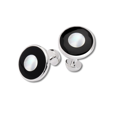 Sterling Silver, Onyx + Mother of Pearl Cufflinks