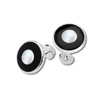 Sterling Silver, Onyx + Mother of Pearl Cufflinks