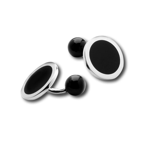 Sterling Silver + Black Agate Cufflinks // Dot