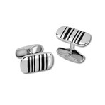 Sterling Silver + Black Agate Cufflinks // Stripe