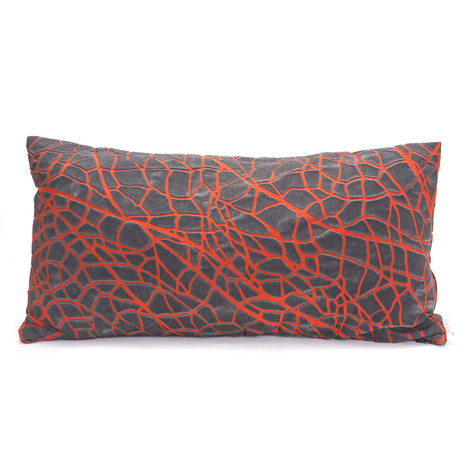 Vein Pillow Cover // Grey Orange (24''L x 12''H)