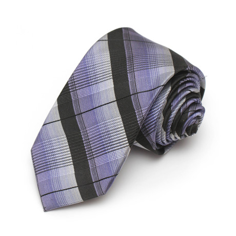 Multi-Plaid Silk Tie // Black + Purple