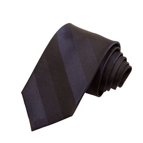 Silk Narrow Width Tie // Navy Tonal Stripe