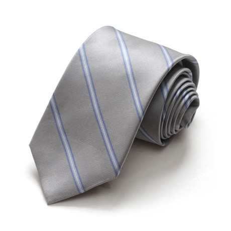 Modern Stripe Silk Tie // Grey