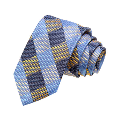 Multi-Check Silk Tie // Yellow
