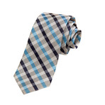 Silk Tie // Aqua Heathered Check