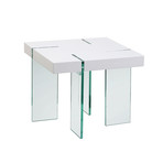 Glass Leg End Table (White Lacquer)