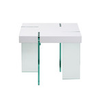 Glass Leg End Table (White Lacquer)