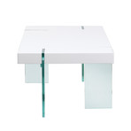 Glass Leg Cocktail Table (White Lacquer)