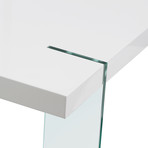 Glass Leg Cocktail Table (White Lacquer)