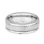 White Carbon Fiber Inlay Ring // Beveled Edge (Size 7)