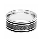 Ring // Stainless Steel With Black Carbon Fiber Inlay (Size 8)