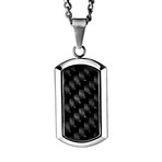 Dog Tag Pendant // Silver Frame, Black Carbon Fiber