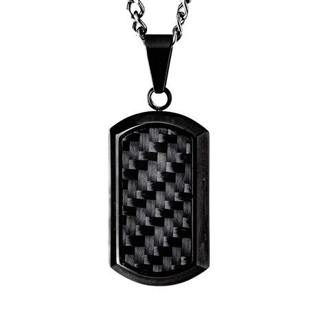 Black + Grey Carbon Fiber Dog Tag Pendant