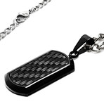 Black + Grey Carbon Fiber Dog Tag Pendant