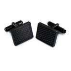 Black Plated Carbon Fiber Cuff Links