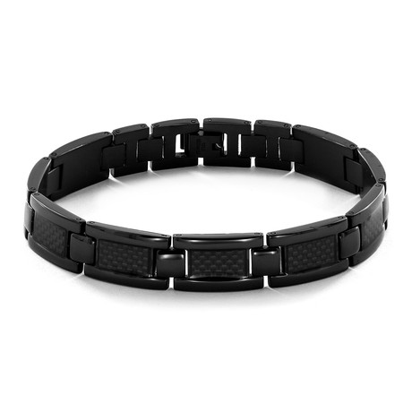 Black Plated Carbon Fiber Bracelet