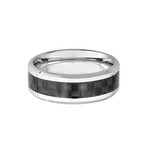 Ring // Beveled Edge With Black Carbon Fiber Inlay (Size 7)