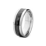 Ring // Beveled Edge With Black Carbon Fiber Inlay (Size 7)