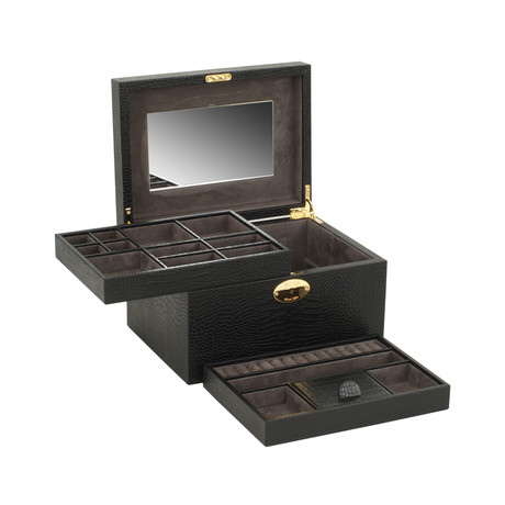 Andaluz Jewelry Box (Black Crocodile)