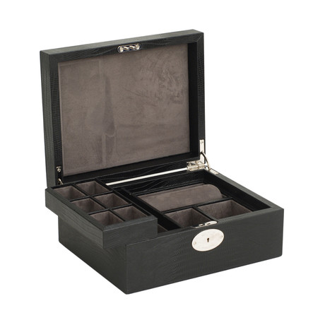 Iberica Jewelry + Watch Box (Black Lizard)