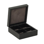 Ciervo 4 Cufflink Box (Black Lizard)