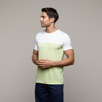 Color Block Tee // White + Lime (XS)