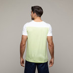 Color Block Tee // White + Lime (XS)