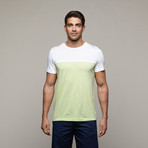 Color Block Tee // White + Lime (XS)