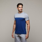 Color Block Tee // Grey + Royal (XS)