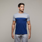 Color Block Tee // Grey + Royal (XS)
