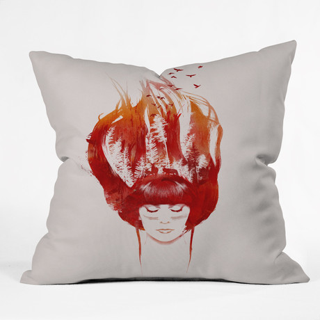 Burning Forest Throw Pillow (18"x18")