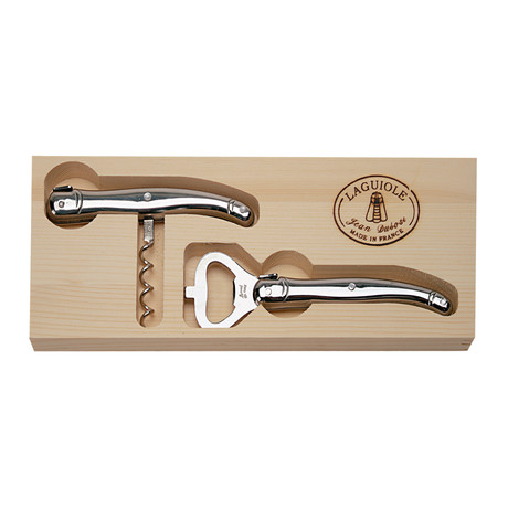 Stainless Steel Corkscrew + Bottle Opener Set