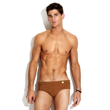 Sport Trunk + Gold Buttons Swimsuit // Cognac (XS)