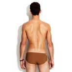 Sport Trunk + Gold Buttons Swimsuit // Cognac (M)