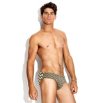 Zag Stripe Lowrise Brief Swimsuit // Fatigue (S)