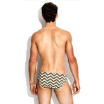 Zag Stripe Lowrise Brief Swimsuit // Fatigue (S)